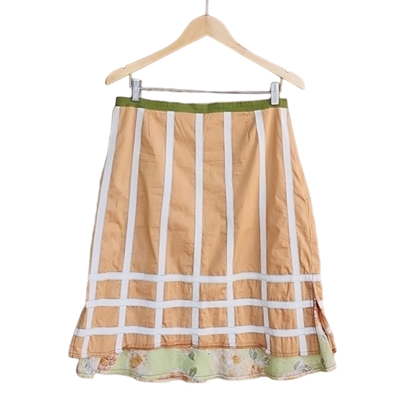 Neesh by DAR Anthro Skirt L Cottagecore Grosgrain Ribbon Layered Midi Tangerine - Picture 10 of 11